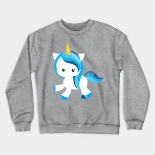 Cute Unicorn, Magic Unicorn, Snowflakes, Winter Crewneck Sweatshirt